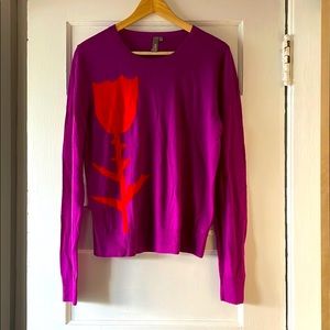 Cashmere pullover sweater w/ tulip design SI-IAE